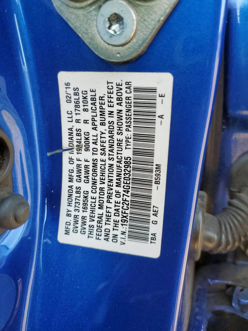 2016 HONDA CIVIC EX - 19XFC2F74GE032985