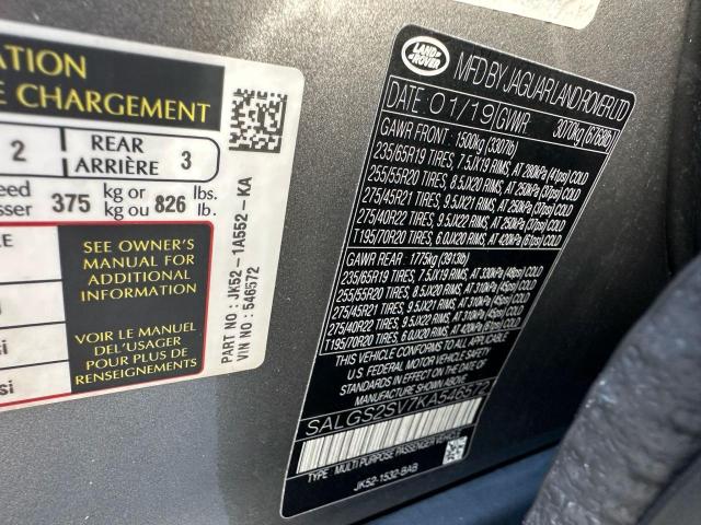 2019 LAND ROVER RANGE ROVE SALGS2SV7KA546572