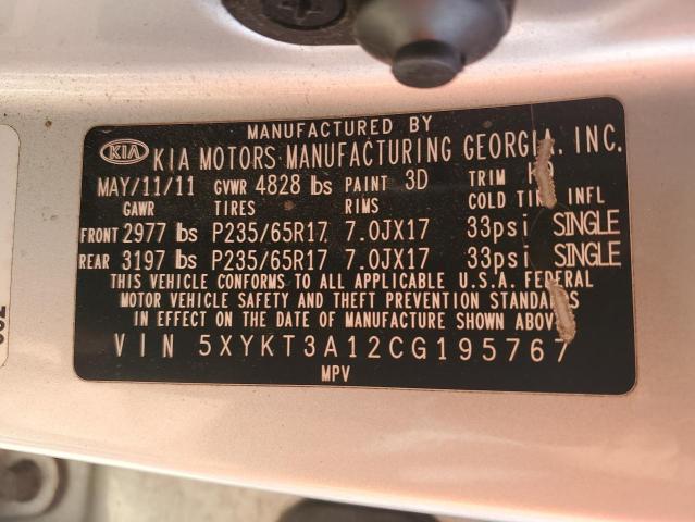 2012 KIA SORENTO BA - 5XYKT3A12CG195767