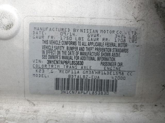 2015 NISSAN VERSA S 3N1CN7AP6FL853830