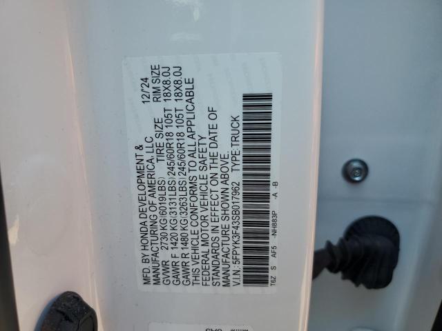 2025 HONDA RIDGELINE - 5FPYK3F43SB017962