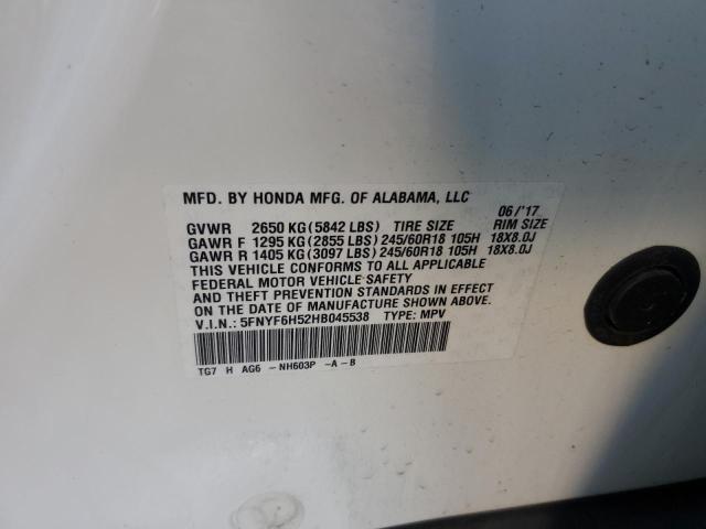 2017 HONDA PILOT EXL - 5FNYF6H52HB045538