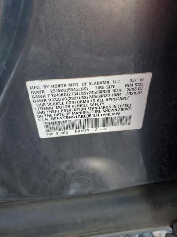 2016 HONDA PILOT TOUR 5FNYF5H91GB036101