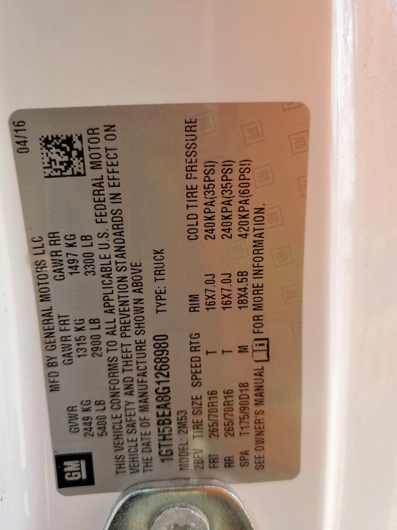 2016 GMC CANYON 1GTH5BEA8G1268980