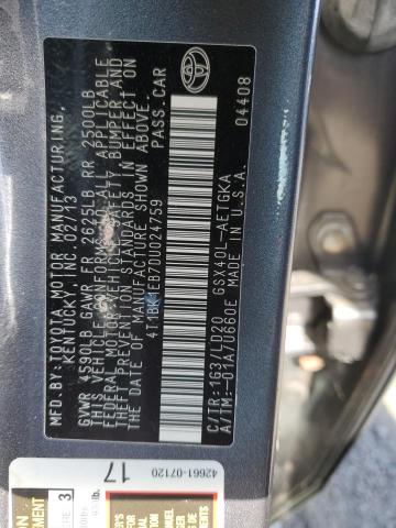 2013 TOYOTA AVALON BAS #3301983417