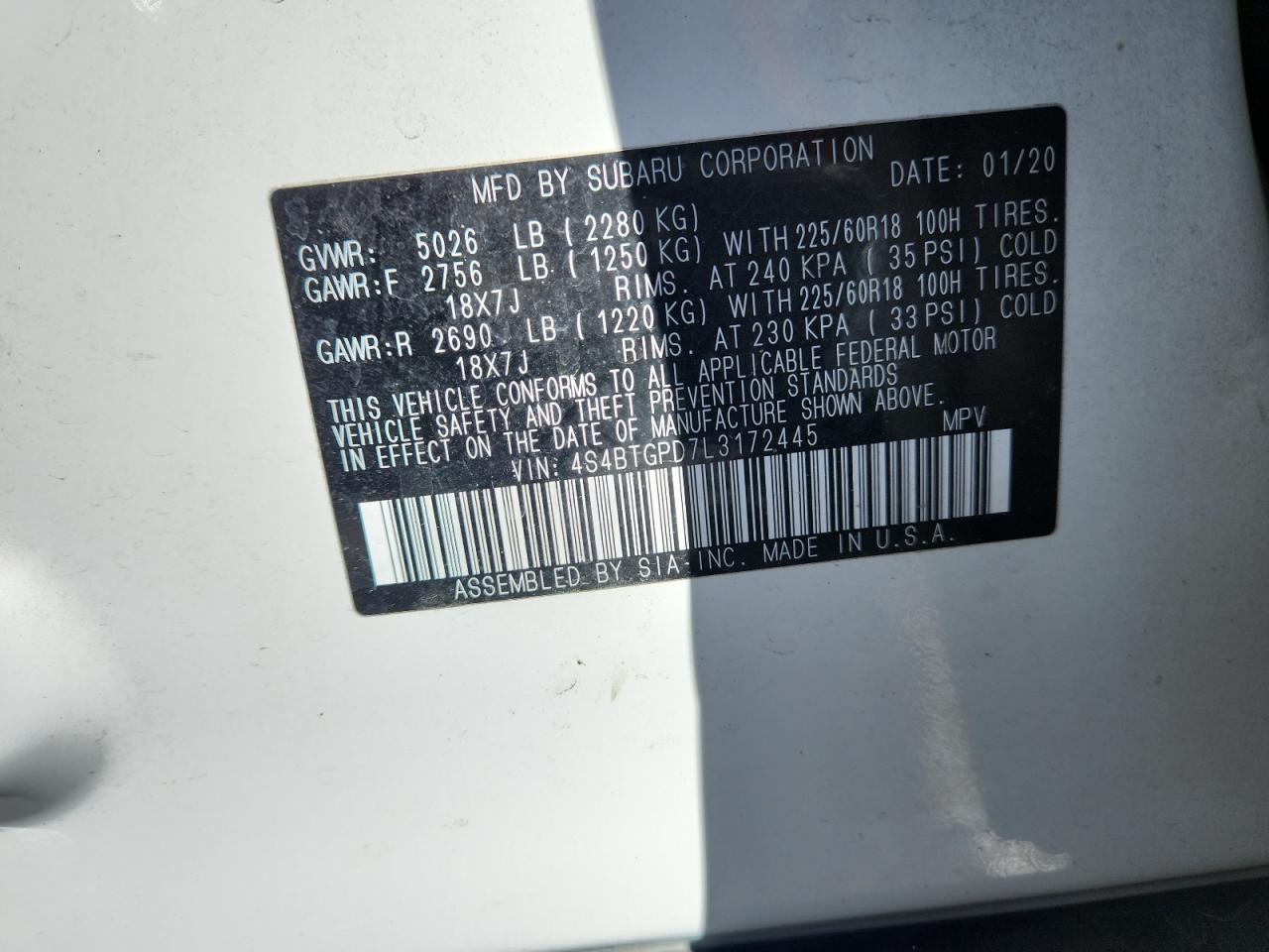 SUBARU OUTBACK TOURING LDL