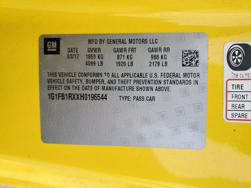 2017 CHEVROLET CAMARO LT 1G1FB1RXXH0196544