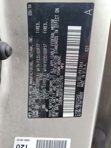 2015 TOYOTA SIENNA XLE 5TDYK3DC0FS527769