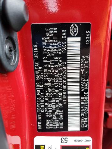 2019 TOYOTA CAMRY XSE 4T1B61HK2KU226812