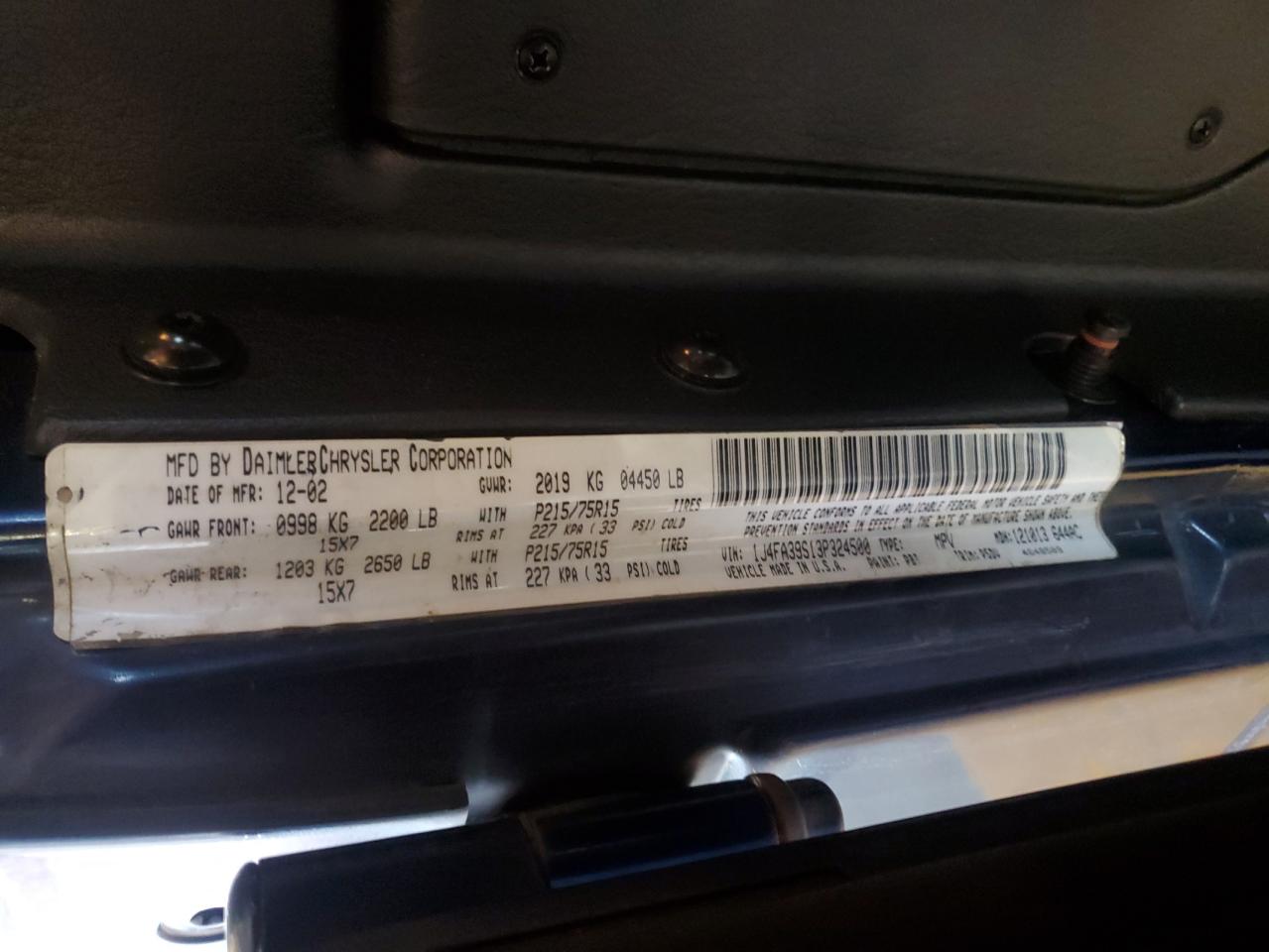 Lot #3253930860 2003 JEEP WRANGLER COMMANDO