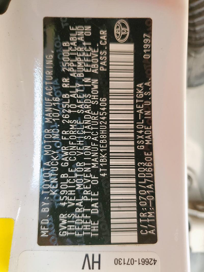 2017 TOYOTA AVALON XLE - 4T1BK1EB8HU245406
