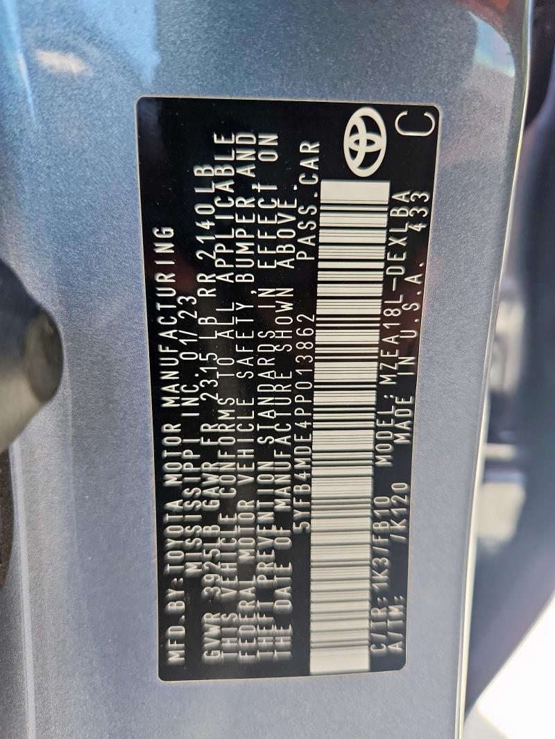 2023 TOYOTA COROLLA LE 5YFB4MDE4PP013862