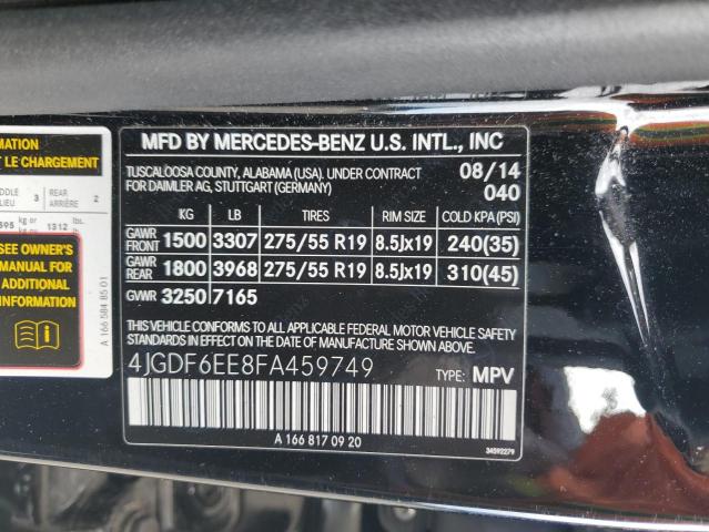 2015 MERCEDES-BENZ GL 450 4MA 4JGDF6EE8FA459749