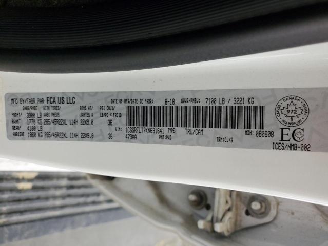 2019 RAM 1500 REBEL 1C6SRFLT7KN631641