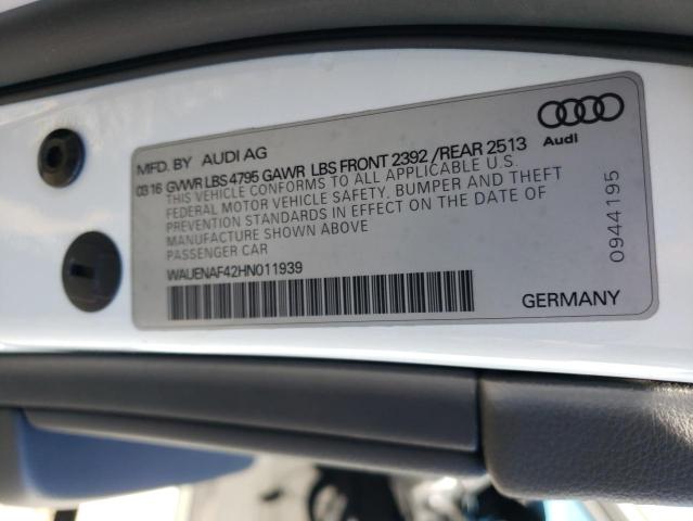 2017 AUDI A4 PREMIUM - WAUENAF42HN011939