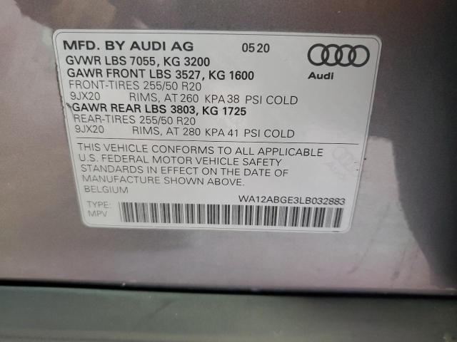2020 AUDI E-TRON SPO WA12ABGE3LB032883