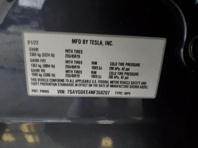 2022 TESLA MODEL Y - 7SAYGDEE4NF358207