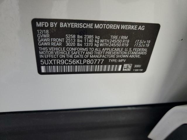 2019 BMW X3 XDRIVE3 5UXTR9C56KLP80777