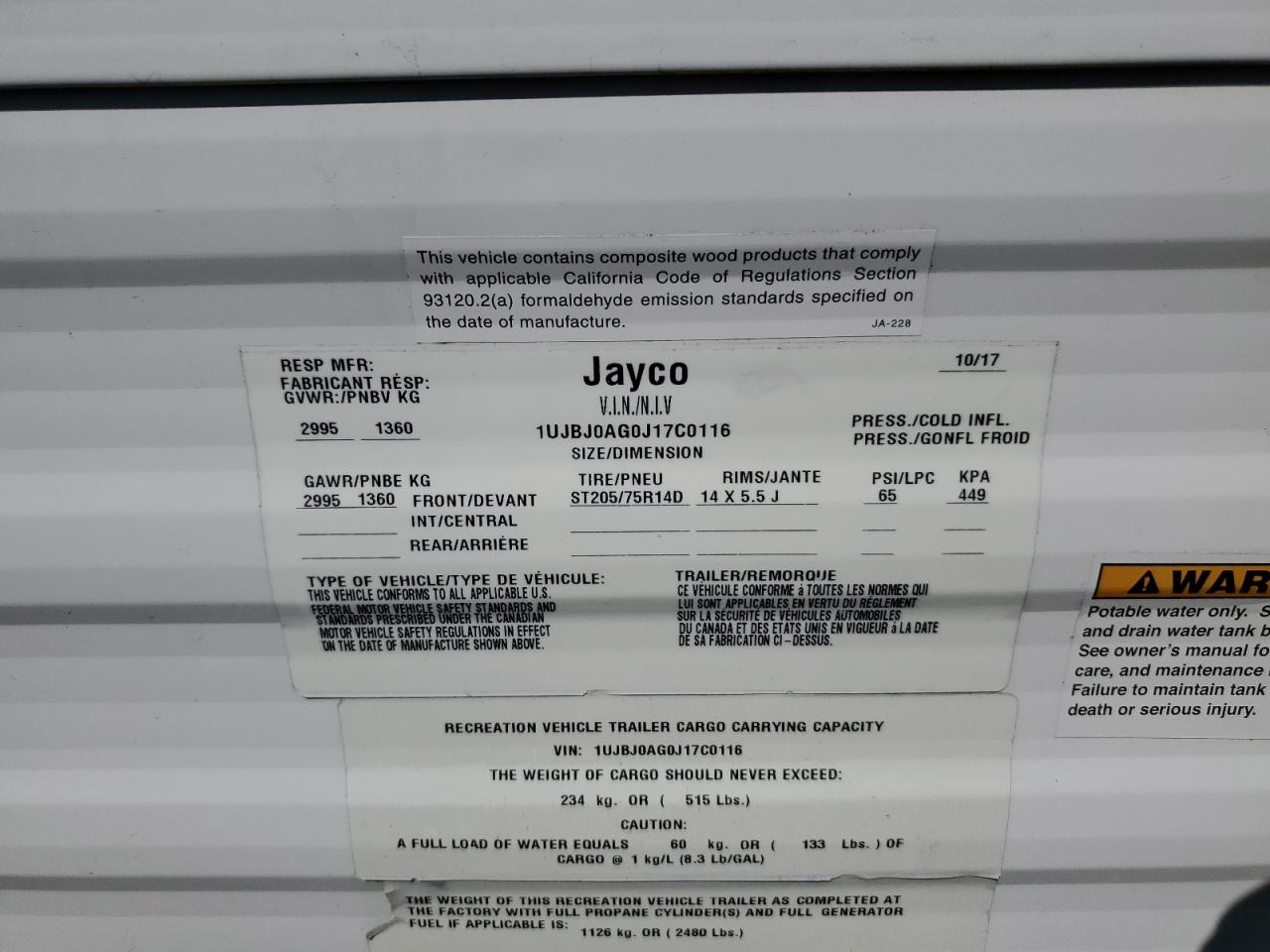 Lot #3266879050 2018 OTHER JAY FEATHER ULTRA L