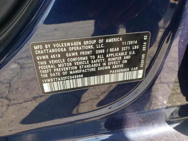 2015 VOLKSWAGEN PASSAT SE #3293475455