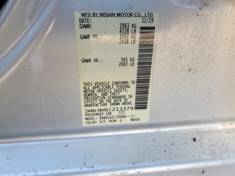 2020 NISSAN ALTIMA S 1N4BL4BV6LC213379