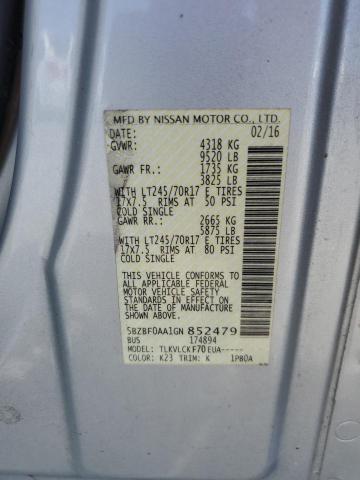 2016 NISSAN NV 3500 S 5BZBF0AA1GN852479