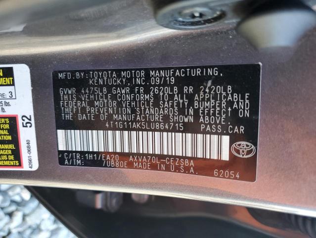 2020 TOYOTA CAMRY SE 4T1G11AK5LU864715