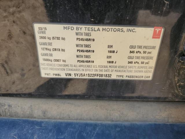 2015 TESLA MODEL S 70 5YJSA1S22FF081832