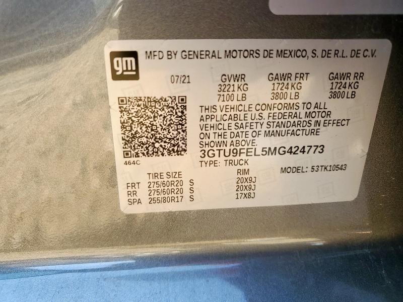 2021 GMC SIERRA K15 3GTU9FEL5MG424773