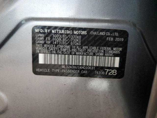 2019 MITSUBISHI MIRAGE ES ML32A3HJ1KH010631