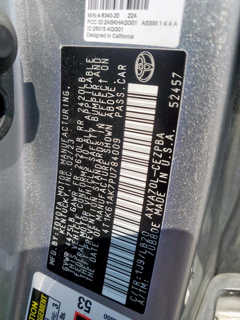 2023 TOYOTA CAMRY XSE 4T1K61AK7PU784009