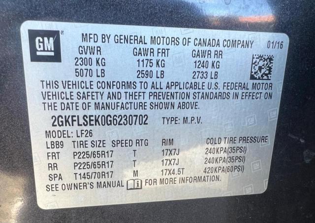 2016 GMC TERRAIN SL 2GKFLSEK0G6230702