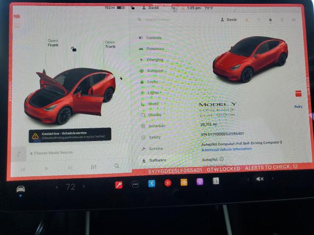 2020 TESLA MODEL Y 5YJYGDEE5LF055401