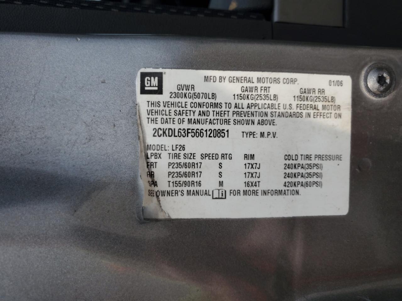 Lot #3291219002 2006 PONTIAC TORRENT