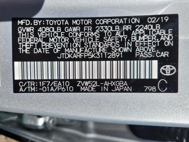 2019 TOYOTA PRIUS PRIM - JTDKARFP5K3112891