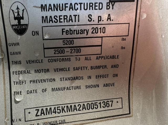 2010 MASERATI GRANTURISM - ZAM45KMA2A0051367