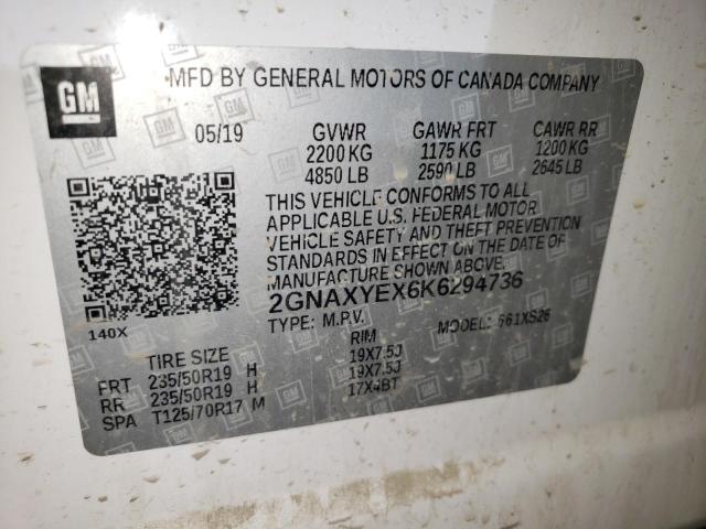2019 CHEVROLET EQUINOX PREMIER 2GNAXYEX6K6294736