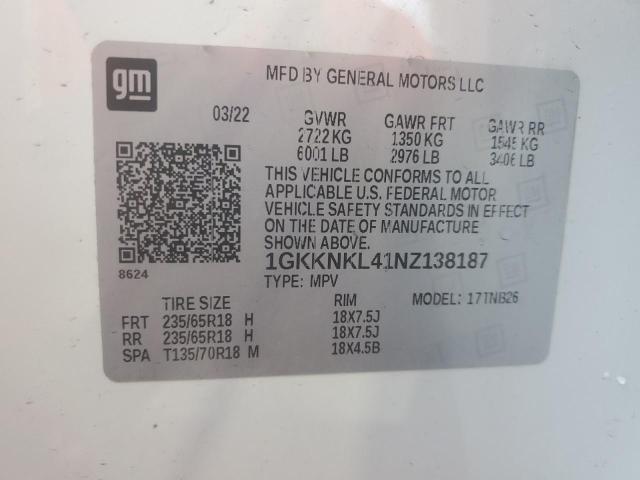 2022 GMC ACADIA SLE 1GKKNKL41NZ138187