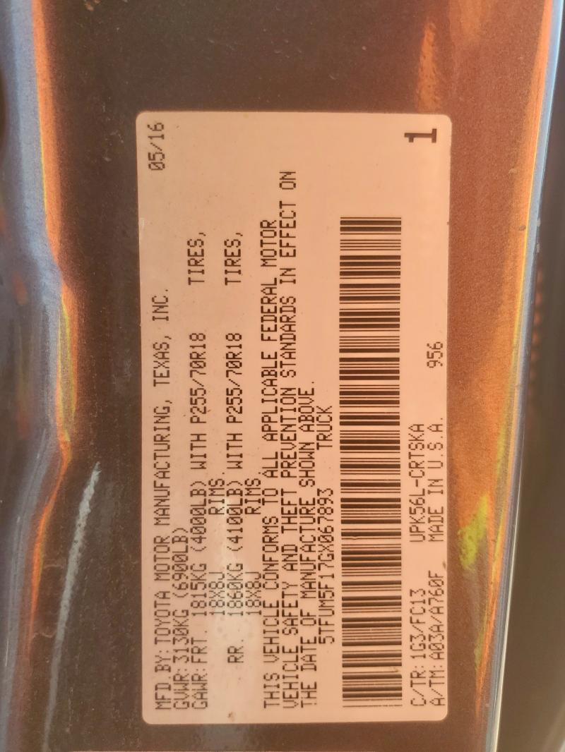 2016 TOYOTA TUNDRA DOU 5TFUM5F17GX067893