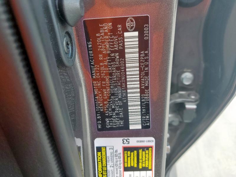 2022 TOYOTA CAMRY XSE - 4T1K61AK0NU046002