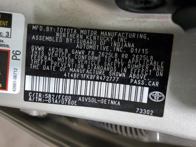 2015 TOYOTA CAMRY LE 4T4BF1FK8FR472777