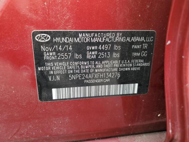 2015 HYUNDAI SONATA SE 5NPE24AFXFH134276