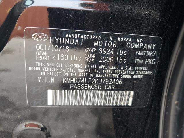 2019 HYUNDAI ELANTRA SE KMHD74LF2KU792406