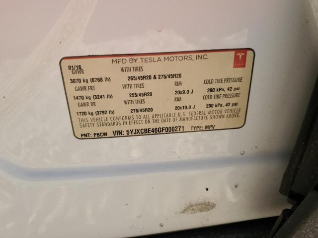 2016 TESLA MODEL X 5YJXCBE46GF000271