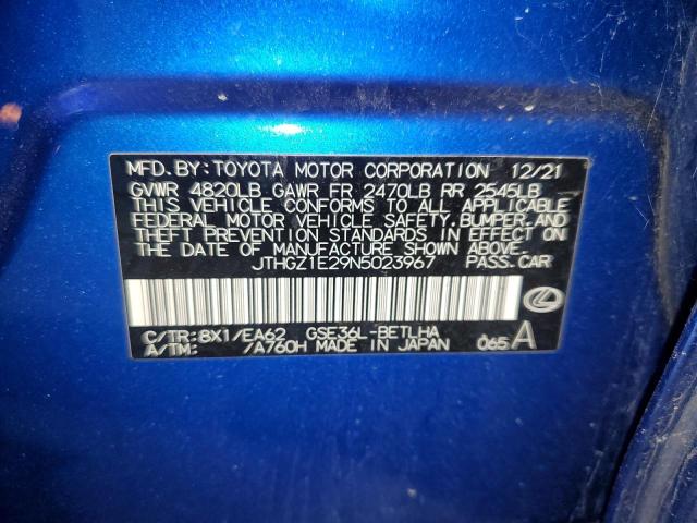 2022 LEXUS IS 350 F SPORT JTHGZ1E29N5023967