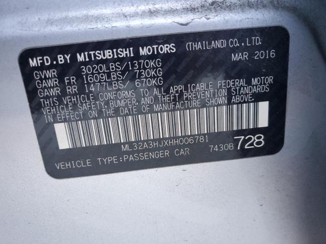 2017 MITSUBISHI MIRAGE ES ML32A3HJXHH006781