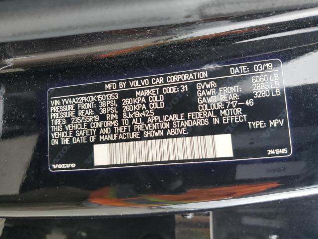 2019 VOLVO XC90 T6 MO YV4A22PK0K1501353