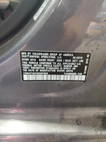 2017 VOLKSWAGEN PASSAT S 1VWAT7A31HC007530