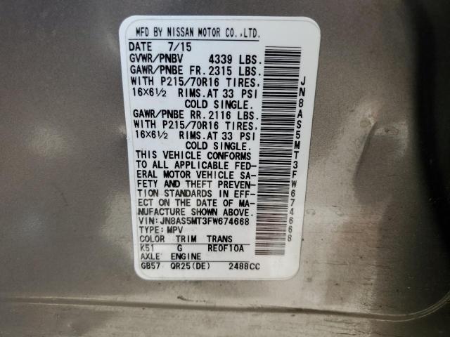 2015 NISSAN ROGUE SELE JN8AS5MT3FW674668