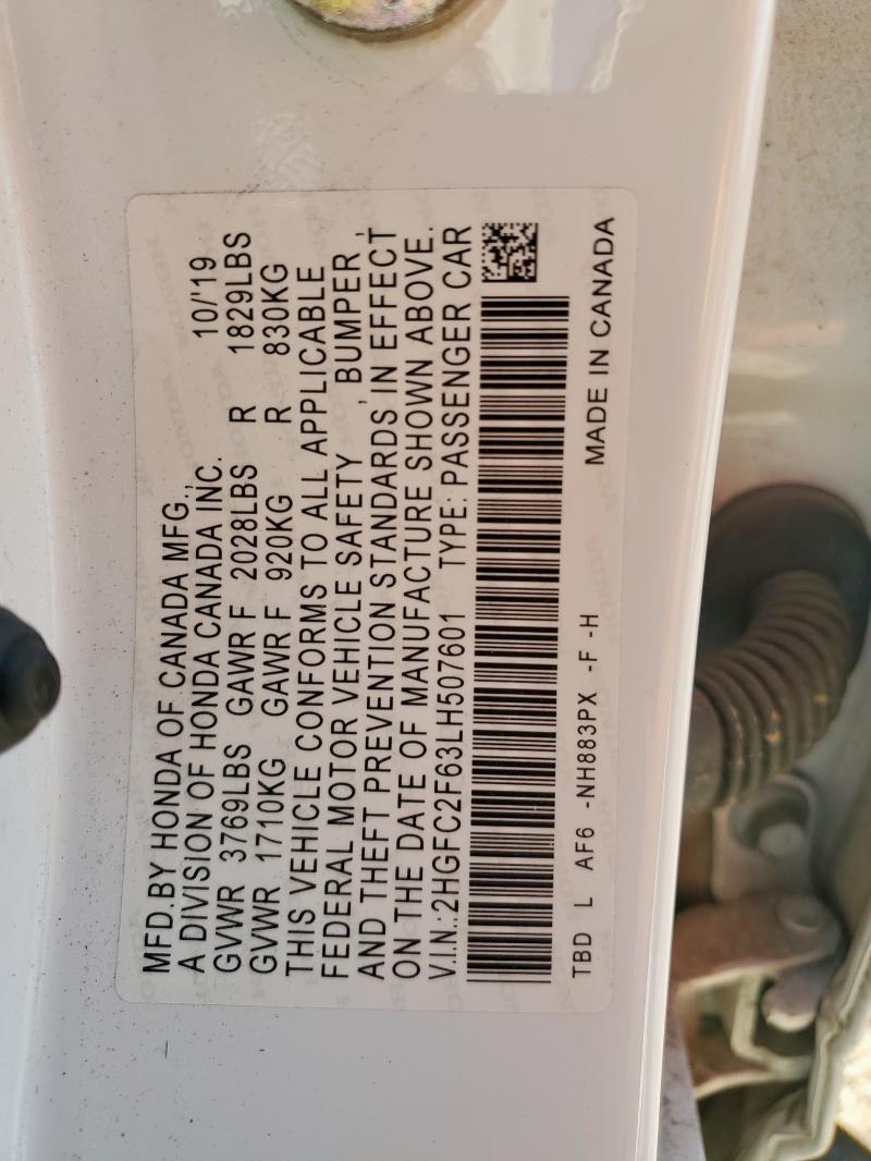 2020 HONDA CIVIC LX 2HGFC2F63LH507601